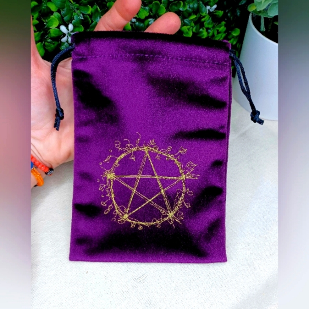 💜 Purple Velour Drawstring Bag~ Tarot Cards ~ Star